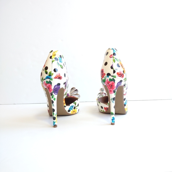 Betsey Johnson Floral Polka Dot D'orsay 4" Heels Indie Sleeze Stiletto Size 7.5 - Picture 7 of 11
